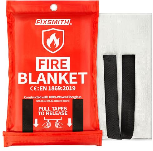 FIXSMITH Fire Blanket for Home and Kitchen, Fireproof Emergency Blanket, Flame Retardant Blanket for Survival, Heat Resistant to 1076°F, Ideal for Workshop& Camping Safety-（40inx40in）