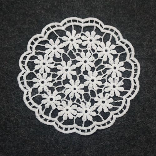 4 Stück Spitze Runde Gestickte Tischläufer,Handarbeit Geklöppelt Weiße Spitze Kleine Häkeln Tischläufer Untersetzer Häkeln Spitzendeckchen Tischset für Küche,Esszimmer,Dreamcatcher Dekoration 15cm