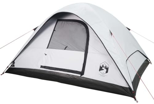 vidaXL Kuppel Familienzelt 6 Personen, Campingzelt mit Netzwände Überzelt, Kuppelzelt mit E-Anschluss, Wurfzelt, Weiß Verdunkelt 185T Polyester