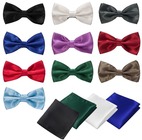 Lot de 10 papillon multicolores, 4 mouchoirs de poche, nœud, convient pour les occasions formelles