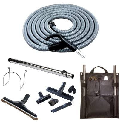 crossvac Hose Set On/Off for Central Vacuum Cleaner with Suction Hose and Accessories - Suitable for Many Brands and Manufacturers (6 m Ergo)
