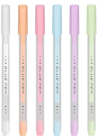 Cmeilau Schnell trocknender Präzisions-Klebestift für Sammelalben, mehrfarbiger, selbstklebender Roller mit feiner Spitze zum Basteln von DIY-Zeichnungen, Folienprägung, Papierarbeiten (6pcs)