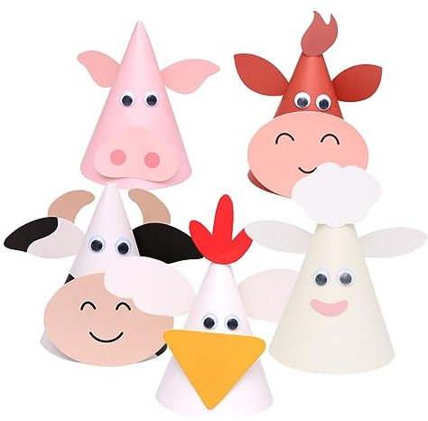 COSMEVIVI 5-teilige Geburtstagshüte Für Kinder – Party-kopfbedeckungen Mit Tierdesign Und Glänzender Oberfläche – Uk-kostüme