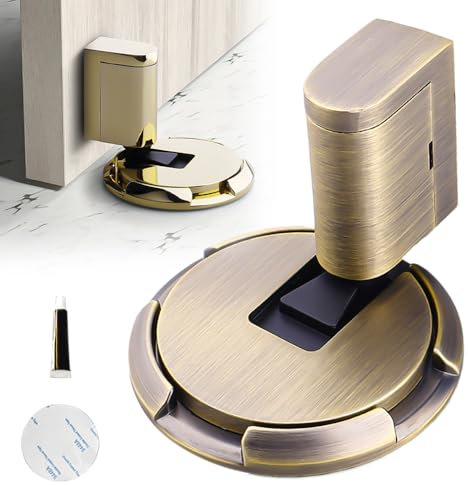 Mechanischer geräuschloser Bodentürstopper, 2024 Neuest Türstopper Boden Selbstklebend, Verstellbarer Türstopper für den Innenbereich für Boden und Wand | Door Stopper (Bronze)
