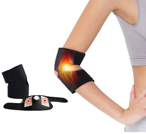 ITODA 1 Paire Coudières Auto-Chauffantes Coudière de Compression Chaude Attelle de Coude Réglable Auto-Chauffant avec Tourmaline Coudières Thermique avec Aimants Magnétiques Coussin pour Coude