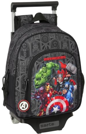 Safta AVENGERS VENDETTA - Mochila Infantil con Carro 705, Ideal para Niños de Diferentes Edades, Cómoda y Versátil, Calidad y Resistencia, 27x10x33 cm