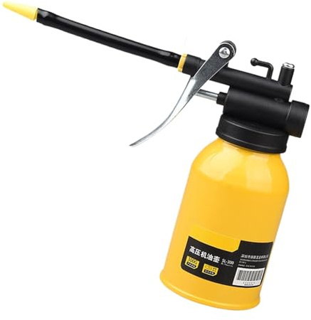 Manual Pump Oil Can | Metal Pump Oiler with Flexible Spout | High Pressure Oiler for Auto Motorcycle Application, 300ml Capacity