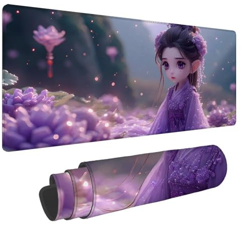 Tapis de Souris Dessin Animé Tapis de Souris XXL Fille 1500x800x4mm Tapis Souris Gamer,Sous Main Bureau Ordinateur Portable,Mouse Pad Bords Cousus Caoutchouc Antidérapante,pour Souris et Clavier A-154