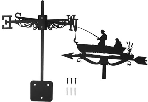 BESPORTBLE Girouette Poisson avec Support De Toit Outil De Mesure pour Décoration De Jardin Piquet De Jardin Rétro Girouette Animal