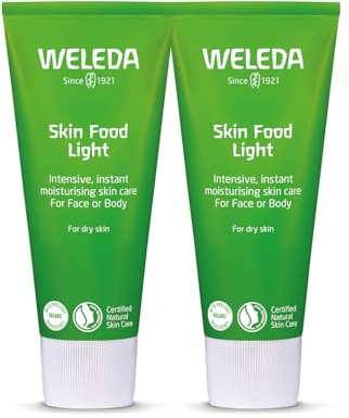 Weleda Skin Food Light Twin Pack, Dry Skin Moisturiser, Moisturising Cream & Primer, Face & Body, For Men & Women, Multiple Uses, 100% Certified Natural, Organic, 2 x 75ml