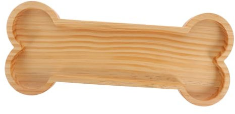 KICHOUSE Vassoio per Alimenti in Legno Forma di Osso Scanalature Vassoio per Snack in Legno Forma di Osso di Cane Leggero e Durevole Adatto per Barbecue Feste e Uso Quotidiano