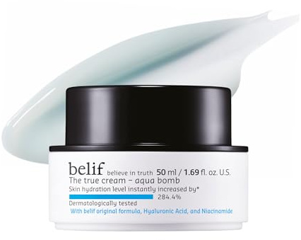 belif Aqua Bomb Cream-Crema hidratante diaria con niacinamida,ácido hialurónico y escualano,crema facial ligera con efecto refrescante, antienvejecimiento, cuidado de la piel coreano, K-Beauty (50ml)