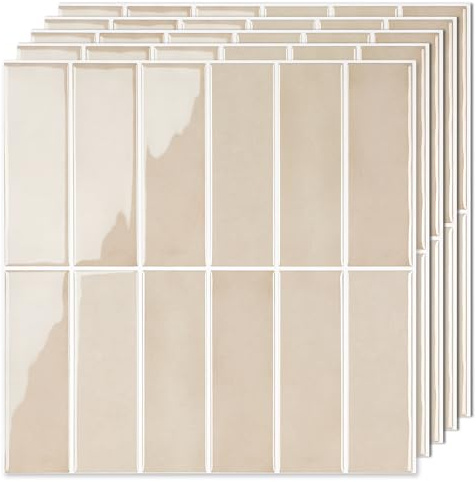 WoStick 3D Credence Adhesive Pour Cuisine, Extra épais Carrelage Adhesif Mural Cuisine, Vinyle Stickers Salle De Bain, Stickers Carrelage Rectangle Pour Cuisine, Salle De Bain, Buanderie, 30.5x30.5cm
