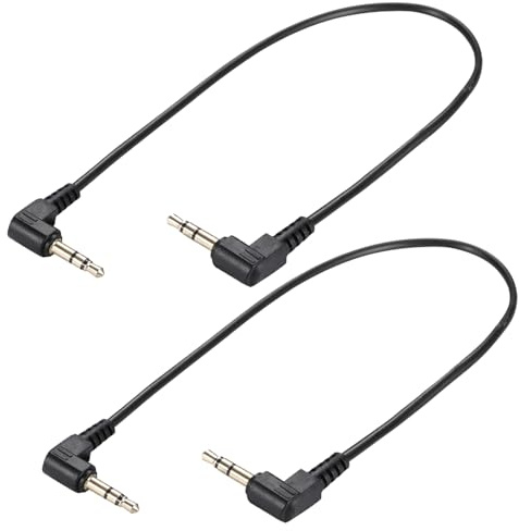 Greluma 2 Pz Cavo audio jack TRS da 3,5 mm da 1/8 (30 cm), angolo di 90 gradi, maschio a gomito, spina stereo a 3 poli da 3,5 mm per cuffie, cavo AUX.