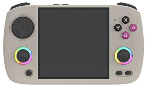 Yominerr RG CubeXX Retro Console da Gioco Portatile con Schermo IPS da 3,95 Pollici, Linux A 64 Bit con Joystick RGB, Supporto e 32 GB di Memoria, Grigio