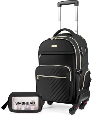 star cloud Rollrucksack für Damen, 53,3 x 35,6 x 22,9 cm, 45 l, Reiserucksack mit Rollen, Schwarz, 21*14*9inch, Reiserucksäcke