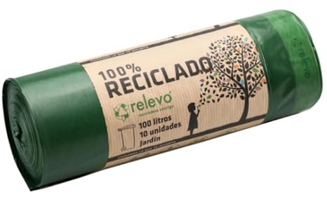 Bolsas de basura 100% recicladas, 100 l, 10 unidades B1S6, paquete de 6 unidades.