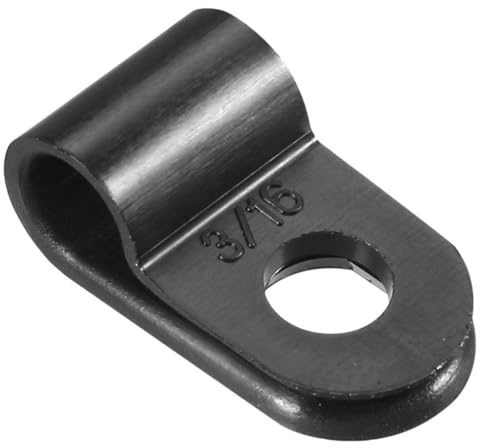 TOP-VIGOR Kabelklemmen, Nylon, R-Typ, 4,8 mm, Kunststoff-Kabelklemmen-Sortiment, Befestigungs-Set, Kunststoff-Drahtklemmen-Clips für elektrische Kabel, Draht, Leitung, Kabel-Management, schwarz, UC