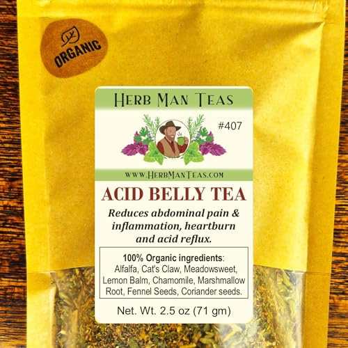 Herb Man Teas Heartburn Tea – Occasional Heartburn & Acidity Support – Organic Loose Leaf – by Master Herbalist Khabir | Marshmallow Root, Chamomile & Lemon Balm