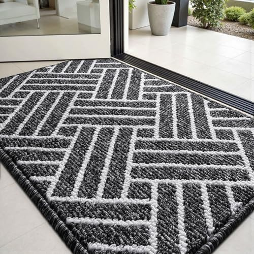 Sour Lemon Fußmatte 60x90cm – rutschfeste & Waschbare Schmutzfangmatte – Linienmuster Hochsaugfähige Türmatte für Innen und Außen,Eingang & Haustür,Hund,Küche,Patio, Flur, Garten