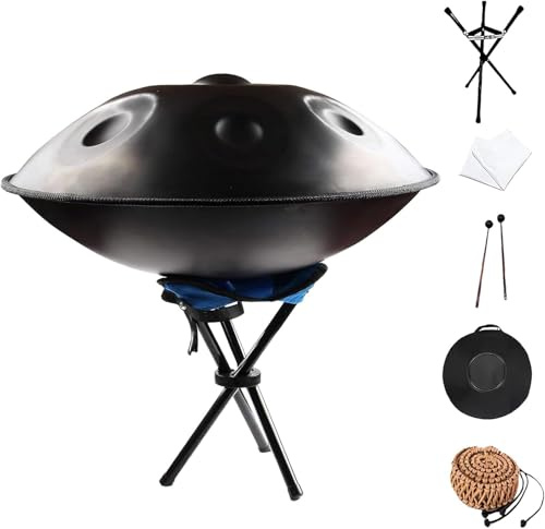 Handpan-Trommel, 432 Hz, 55,9 cm, Stahl, Percussion-Instrument mit 9, 10, 12 Noten, inklusive weicher Tasche für Klangheilung, blaue Farbe, perfekt für Meditation und Entspannung.