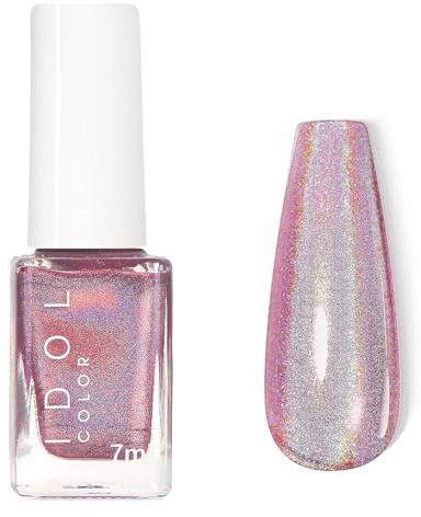 Glitter Pink Chrome Effect Nail Varnish - Holographic Nail Polish - Magic Rainbow Shine Nail Polish - Chameleon Quick-Dry&Long Lasting High Glossy Shiny Sparkly Gel, No UV Needed