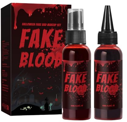 Spray Sangue Finto Trucco Vampiro Spaventoso Lavabile E Inquietante | Sangue Finto per Cosplay da Clown 2 Pezzi Per Festa In Maschera Teatro Palcoscenico Festa Cosplay Costume Film Dramma