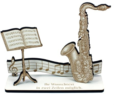 DEKOLANDO Dekoaufsteller Geldgeschenk Saxophon – Geschenk für Musiker mit Wunschtext - Saxophonist & Saxophonistin – Jazz Pop Funk Geschenkidee