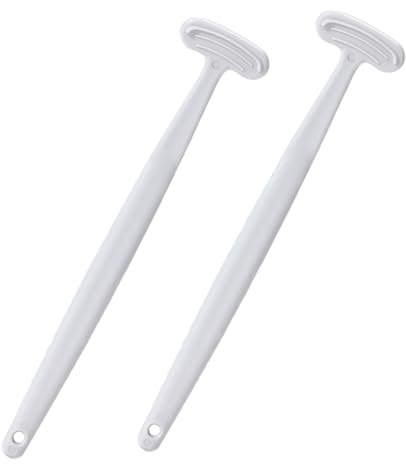 HEMOTON Raschietto per Lingua in Plastica Bianco 2 Pezzi Spazzola per Pulizia della Lingua Effetto Pulente per Alito Fresco e Orale Quotidiana