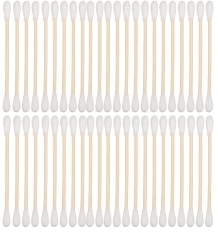 Baluue 100 Stück Wattestäbchen aus Holz mit Feiner Spitze für Augen-make-up-entfernung, Permanent-make-up und Reinigung Kleiner Flächen, Sanfte Anwendung, Ideal für Reisen