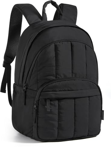 BAGSMAT Womens Backpack Travel Laptop Backpack for Women, Quilted College Laptop Bookbag, Work Back Pack for Women, Cute Computer Water-Resistant Casual Daypack, Puffer