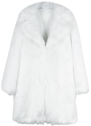 Abrigo de piel sintética para mujer largo - Chaqueta de felpa para mujer invierno abierta en la parte delantera abrigo de transición con cuello de solapa chaqueta esponjosa abrigo de piel sintética de
