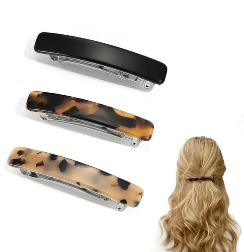 Aucuu 3 Stück Haarspangen Damen, Französische Haarspangen Automatische, Klein French Hair Clip, Vintage Haarspangen Klein, Hair Barrettes Women, French Barrette Clip für Feines Dünnes Haar
