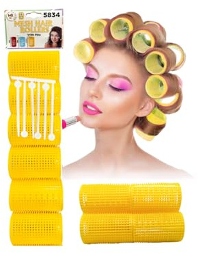 Mesh Hair Rollers with Pins Set – No Heat Self Grip Curlers for Women & Girls | Professional Salon & Barber Hairdressing Rollers | Lightweight Mesh Plastic Curlers for Volume, Curls (06, 3.5cm)