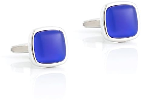 Homxi Bouton de Manchette Homme Bleu Argent, Carré Simple, Cuivre, Chemise Homme pour Bouton de Manchette
