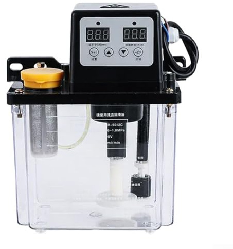 Pompe à huile lubrifiante électrique pour machines CNC avec minuterie programmable 110 V 50 ml/min Débit M8X1 Sortie pour construction de tuyaux de 4 mm (2 L)