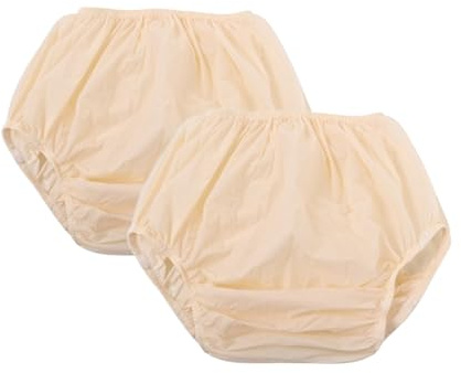 2st Vuxna plastbyxor for inkontinens, Pull-On vuxen blöjöverdrag Vattentäta plastbyxor Vuxna Tvättbara blöjöverdrag Återanvändbara for kvinnor män(Beige,Large)