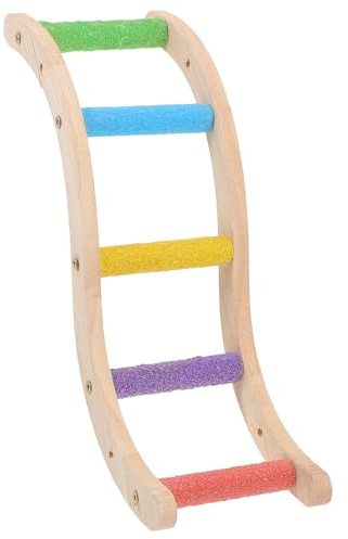 ULTECHNOVO Escalera de Madera Material Natural para Loros y Periquitos Diseño para Trepar y Tamaño Adecuado Color Aleatorio Juguete para Jaula de Pájaros para Mascotas Pequeñas