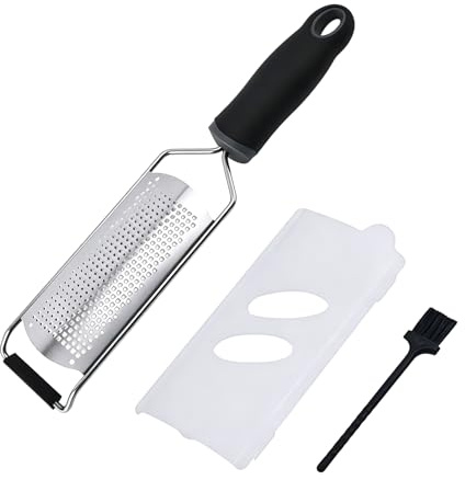 Rappe à Fromage Manuelle Zesteur Agrumes et Brosse Offerte, Râpe Fromage, Zesteur Citron, Râpeuse Légume en Acier Inoxydable, Chocolat, Gingembre, Muscade et Truffe