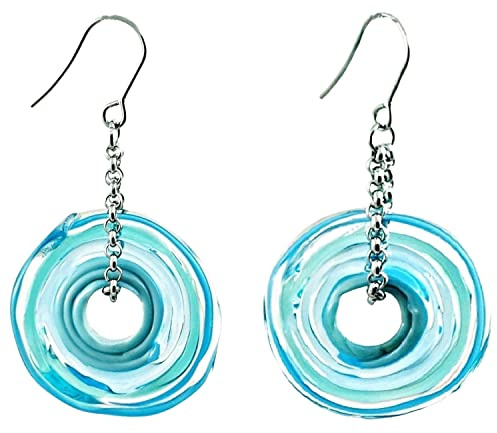Ohrringe aus Murano-Glas in türkis/Edelstahl/Glas-Schmuck/Unikat handmade/Personalisiertes Geschenk für sie zum Muttertag Jahrestag Hochzeit Geburtstag Weihnachten Mama Dame