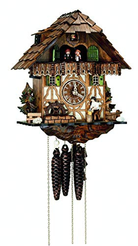 SELVA Kuckucksuhr Eisenbach Klassischer Schwarzwald-Stil, handgefertigt – Made IN Germany – Massives Holzgehäuse, fein verziert – EIN echtes Meisterstück! (Höhe: 32 cm) – C336404