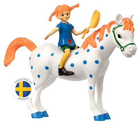 Pippi Langstrumpf Mini Puppenhaus Figuren – Kunststoff Puppenhaus Zubehör – Pippi Figuren für Mädchen und Jungen – Alter 3+, Größe 10 cm
