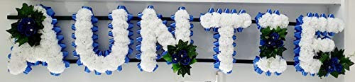 mySilkFlowers AUNTIE Silk Funeral Flowers Name Tribute (Royal Blue)