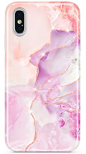 JIAXIUFEN Kompatibel mit iPhone X Hülle iPhone XS Handyhülle TPU Silikon Schutzhülle Handytasche Handy Hülle Marmor Purple