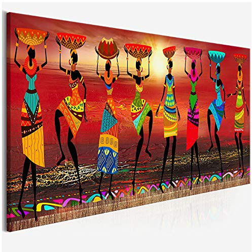 HYFBH Quadro su tela Dipinti con arte tribale Donne africane Danza Pittura a olio Immagine per soggiorno Stampa su tela Decorazioni per la casa 60x120 cm (23,6x47,2 pollici) Senza cornice