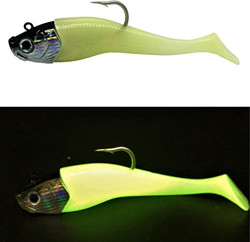 Mega Fishing Norwegen UV Shad Meeresköder - Gummifisch + Jigkopf - Dorsch Köder - 20cm / 300g & 26cm / 440 g