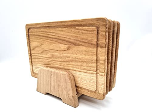 JOWE Lot de 4 planches à goûter en chêne - 30 x 20 cm - Plateau de service rectangulaire en bois - Fabriqué en Autriche