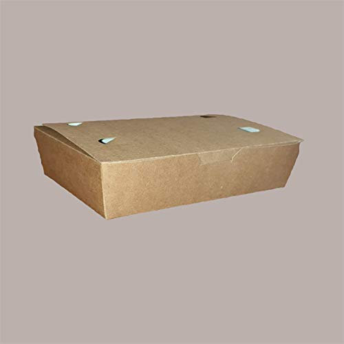 Lucgel Caja porta alimentos para llevar - Contenedor de papel habano plegable 200 x 100 x 50 mm - 100 unidades