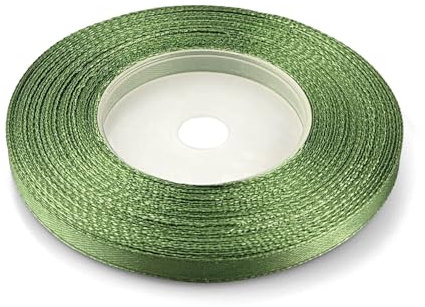 Netuno 1x Satinband Khakigrün 6 mm x 32 m Schleifenbänder bunt Geschenkbänder farbig Dekobänder Stoff Geschenk Schleife Satinrolle Polyester Soffbänder Schmuck Bänder farbig silk ribbon