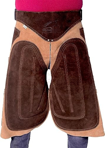 Equine Care Farrier Schürze Chaps - Rindsleder, Schaumstoff gepolsterte Oberschenkel- und Rückenstütze, verstellbare Taille, Werkzeugtaschen, magnetische Nagelhalter (27 Zoll)